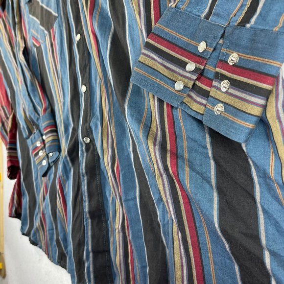 Vintage AUTHENTIC WESTERN YOUNGBLOODS Women 2X Red Blue Multi Striped Shirt Lot - Picture 4 of 15